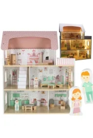 Domek dla lalek drewniany LULILO Peonio 70cm LED róż