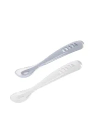 Zestaw łyżeczek silikonowych w podróżnym etui 4 m+ Pebble/Cloud Blue