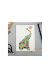 Karnet Słoń z kwiatami A085 B6 + koperta