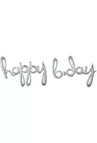 Balon foliowy Happy Bday srebrny