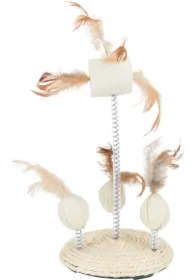 Zabawka dla kota z piórkami na sprężynie, 15 x 30 cm