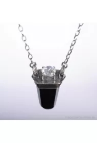 Obsydian z Cyrkonią, wisior