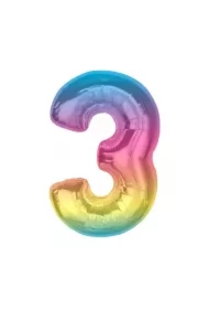 Balon foliowy cyfra 3 tęczowa Smart