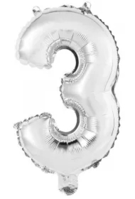 Balon foliowy mini cyfra 3 srebrna