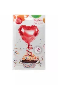 Balon foliowy na patyczku serce czerwony