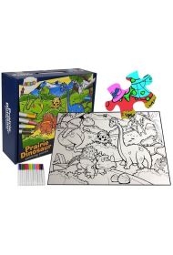 Фото - Пазли й мозаїки LEAN Toys Puzzle 24 el. do kolorowania Dinozaury 