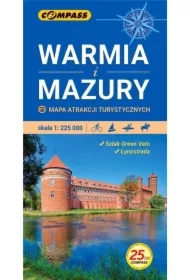Mapa atrakcji turystycznych Warmia i Mazury 1:225 000