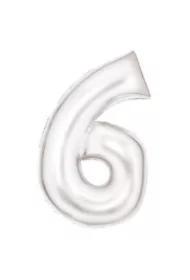Balon foliowy cyfra 6 satynowa biała