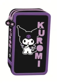 Piórnik szkolny podwójny z wyposażeniem Kuromi Black