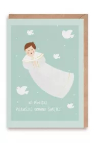 Kartka okolicznościowa Komunia chłopiec + eko koperta