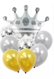Zestaw balonów Korona srebrna 9el