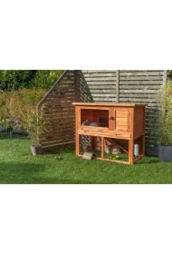 Natura, klatka dla małych zwierząt, z ogrodzeniem, brązowa, 116x97x63 cm