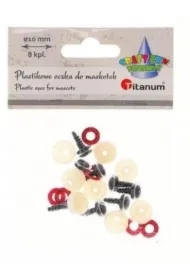 Oczy do maskotek plastikowe 10mm z mocowaniem 8 szt