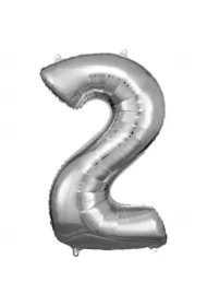 Balon foliowy cyfra 2 srebrna