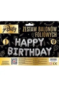 Zestaw balonów foliowych Happy Birthday srebrne
