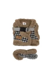 Zestaw, szelki+Smycz dla psa, brązowy, poliester/bawełna, rozmiar XL, ocieplane