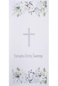 Karnet Chrzest DL C19 - Krzyż kwiaty niebieski