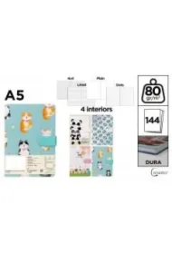 Notatnik A5/144K magnes kotki pandy MIX