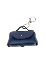 Torebka skórzana do woreczków na odchody, granatowa