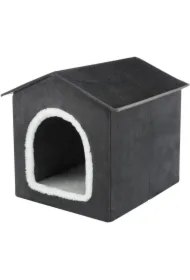 Livia, legowisko zamknięte, dla psa/kota, ciemnoszare/białe, 50 x 50 x 54 cm