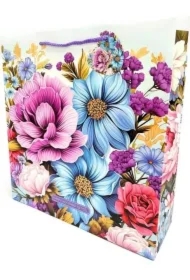 Torebka ozdobna matowa 35x37x12cm Kwiaty