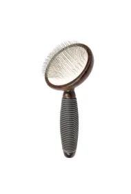 Szczotka pudlówka, dla zwierząt, drewno bukowe, stal, tworzywo TPR, wym. 9, 1 x 17, 9cm