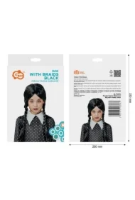 Peruka Czarne Warkocze z grzywką