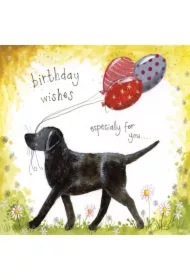 Karnet Urodziny S371 Labrador z balonami