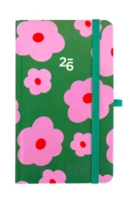 Kalendarz 2026 kieszonkowy tygodniowy Kwiaty na zielonym tle