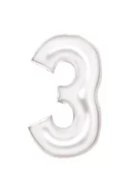 Balon foliowy cyfra 3 satynowa biała