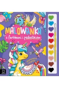 Jednorożce i pegazy. Malowanka z farbkami i pędzelkiem