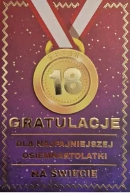 Karnet Urodziny 18 medal damskie