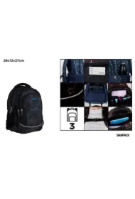 Plecak geometryczny trzykomorowy czarny 28x12x37cm