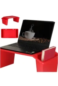 Stolik pod laptopa z organizerem czerwony