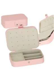 Szkatułka pudełko na biżuterię organizer różowy