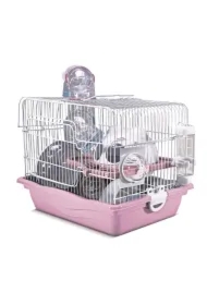 Klatka dla gryzoni do czasowego pobytu 35,5x26,6x27,5 cm, biało/różowa