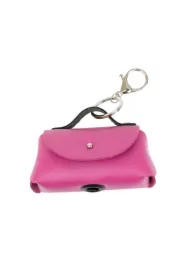 Torebka skórzana do woreczków na odchody, różowa