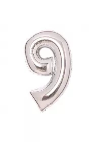 Balon foliowy cyfra 9 srebrna