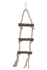 Drabinka, dla ptaków, drewno/sizal, 3 szczeble/33 cm