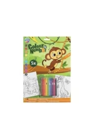 Kolorowanie po numerach A4 5ark Małpka