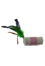 Walec z piórkiem i sznurkiem z trawy z mocnego materiału szary/brązowy 4 x 9, 5cm