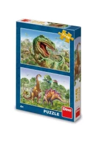 Puzzle 2x48 el. Walczące Dinozaury