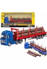 Ciężarówka transport drewna metalowa 1:50 czerwona