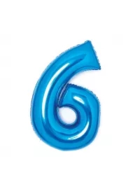 Balon foliowy cyfra 6 niebieska