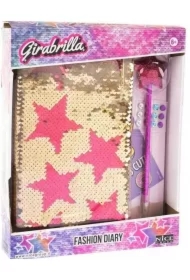 Pamiętnik cekinowy złoty różowe gwaizdy