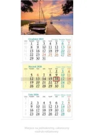 Kalendarz ścienny 2026 trójdzielny Mazury