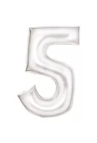Balon foliowy cyfra 5 satynowa biała