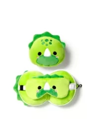 Pluszowa poduszka podróżna z opaską na oczy Relaxeazzz - Dinozaur