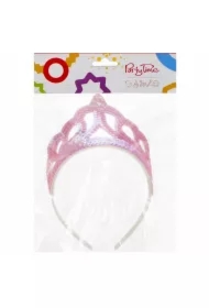 Ozdoba karnawałowa Tiara w cekiny różowa