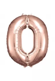 Balon foliowy cyfra 0 różowe złoto